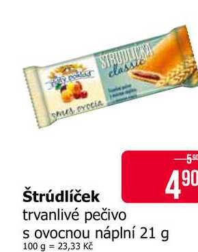 Štrúdlíček trvanlivé pečivo s ovocnou náplní 21 g