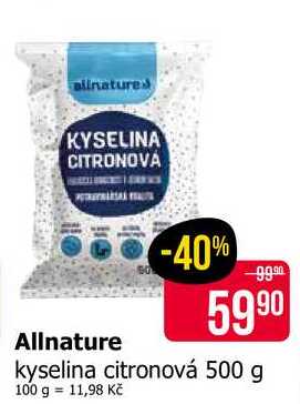 Allnature kyselina citronová 500 g 