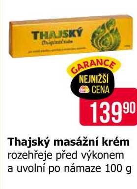 Thajský masážní krém rozehřeje před výkonem a uvolní po námaze 100 g 