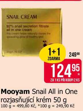 Mooyam Snail All in One rozjasňující krém 50 g
