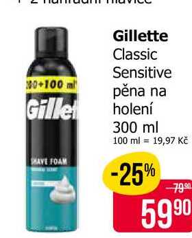 Gillette Classic Sensitive pěna na holení 300 ml