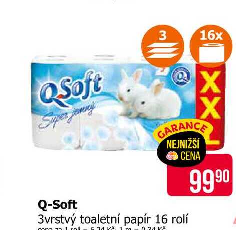 QSoft 3vrstvý toaletní papír 16 rolí