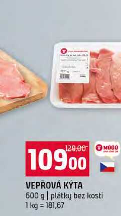 VEPŘOVÁ KÝTA 600 g plátky bez kosti 