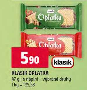 KLASIK OPLATKA klasik 47 g s náplní vybrané druhy 