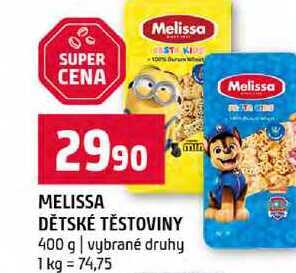 MELISSA DĚTSKÉ TĚSTOVINY 400 g vybrané druhy 