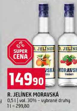 R. JELÍNEK MORAVSKÁ 0,5l vol. 30% vybrané druhy 