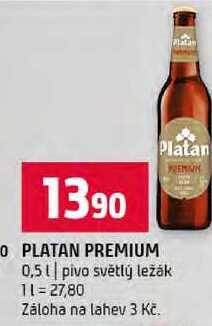 PLATAN PREMIUM 0,5l pivo světlý ležák  v akci