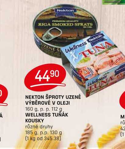 NEKTON ŠPROTY UZENÉ VÝBĚROVÉ V OLEJI 160 g. p. p. 112 g
