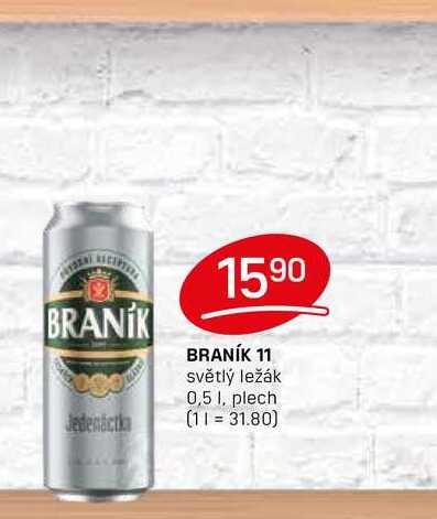 BRANÍK 11 světlý ležák 0,5 1, plech 