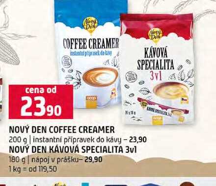 Novy De COFFEE CREAMER instanta pripravek do kavy Novy Den KÁVOVÁ SPECIALITA 3vl 200g 180g