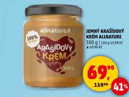 JEMNÝ ARAŠÍDOVÝ KRÉM ALLNATURE, 500 g