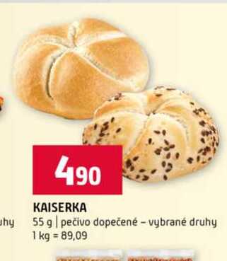 KAISERKA 55 g pečivo dopečené vybrané druhy