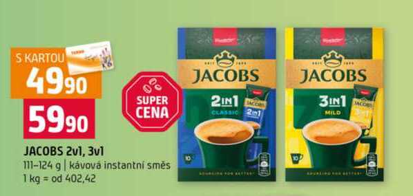JACOBS 2v1, 3v1 111-124 g kávová instantní směs