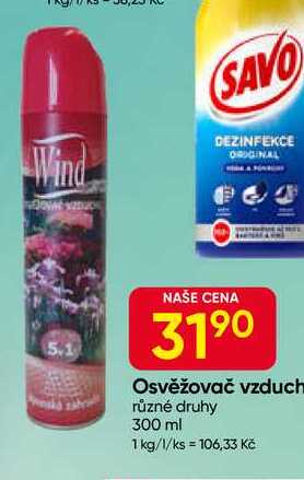 Wind Osvěžovač vzduch různé druhy 300 ml 