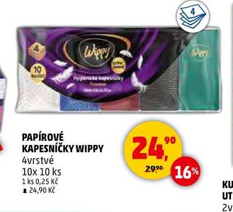 PAPÍROVÉ KAPESNÍČKY WIPPY, 10x 10 ks 
