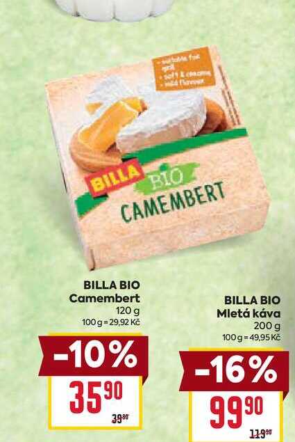 BILLA BIO Camembert 120 g 