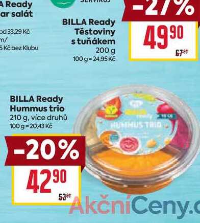 BILLA Ready Hummus trio 210 g