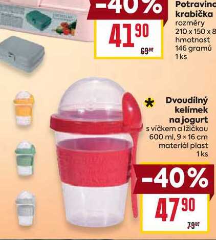 Dvoudílný kelímek na jogurt s víčkem a lžičkou 600 ml, 9 x 16 cm materiál plast 1ks