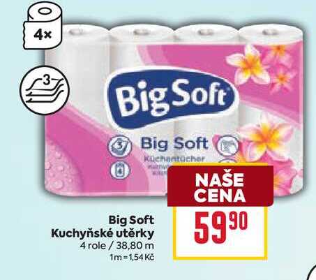 Big Soft Kuchyňské utěrky 4 role/ 38,80 m 