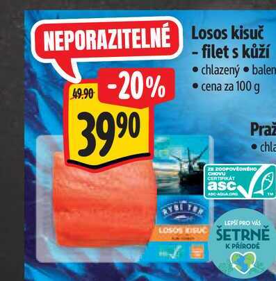   Losos kisuč - filet s kůží  100 g