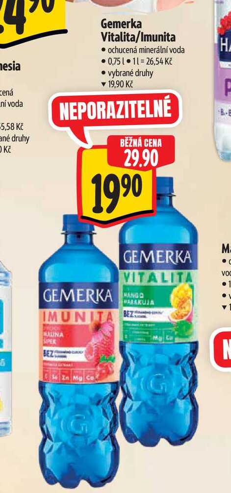  Gemerka Vitalita/Imunita  ochucená minerální voda 0,75 l