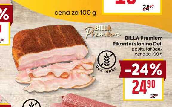 BILLA Premium Pikantní slanina Deli z pultu lahůdek cena za 100 g