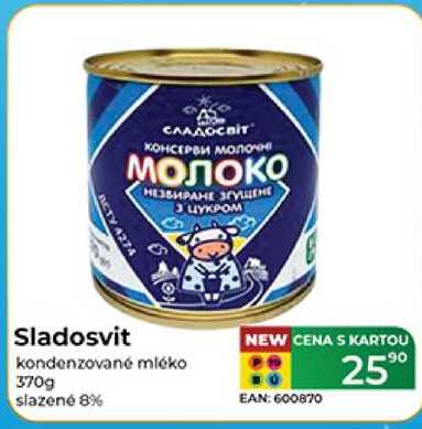 Sladosvit kondenzované mléko 370g slazene 8%