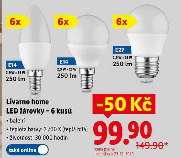 Livarno home LED žárovky - 6 kusů