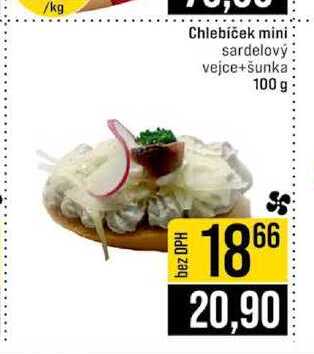 Chlebíček mini sardelový vejce+šunka 100 g