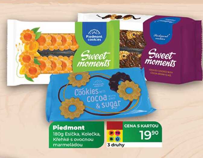 Piedmont 180g Esíčka, Kolečka, Křehké s ovocnou marmeládou 