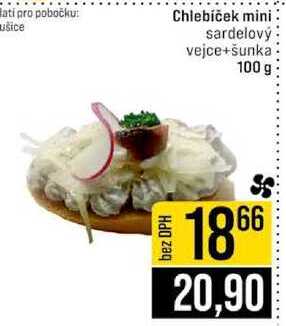 Chlebíček mini sardelový vejce+šunka 100 g