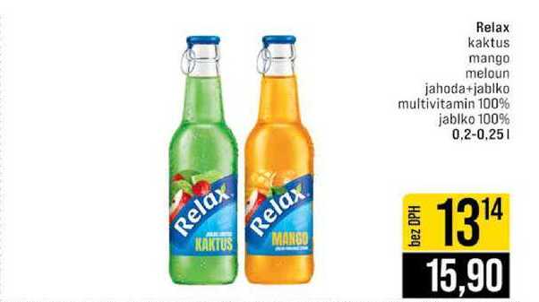 Relax kaktus mango meloun jahoda+jablko multivitamin 100% jablko 100% 0,2-0,25l