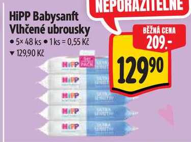 HiPP Babysanft Vlhčené ubrousky, 5x 48 ks 