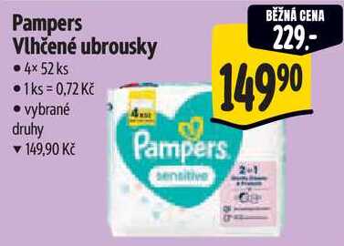 Pampers Vlhčené ubrousky, 4x 52 ks 