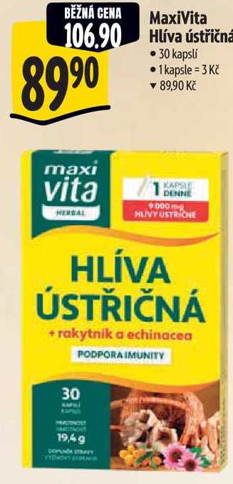 MaxiVita Hlíva ústřičná, 30 kapslí