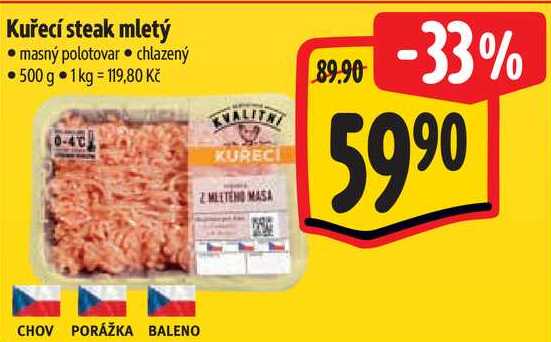 Kuřecí steak mletý, 500 g