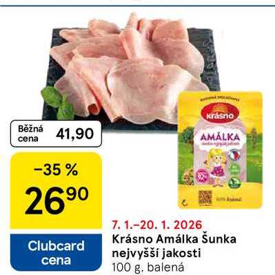Krásno Amálka Šunka nejvyšší jakosti, 100 g, balená 