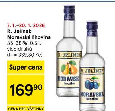 R. Jelínek Moravská lihovina 35-38 %, 0.5 l