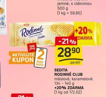 SEDITA RODINNÉ CLUB máslové, karamelové 134-140 g 