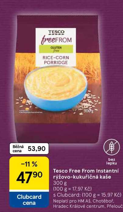 Tesco Free From Instantní rýžovo-kukuřičná kaše, 300 g  