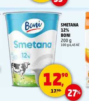 SMETANA 12% BONI, 200 g  v akci