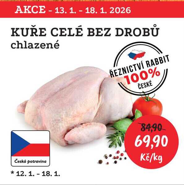 KUŘE CELÉ BEZ DROBŮ chlazené 1kg 