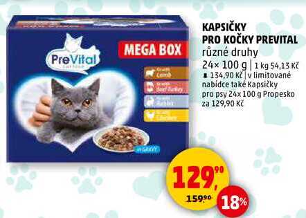 KAPSIČKY PRO KOČKY PREVITAL, 24x 100 g
