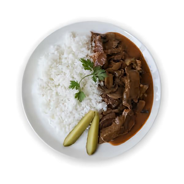 Hotovky by Košík Hovězí stroganov, jasmínová rýže