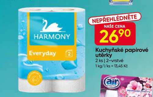 HARMONY Kuchyňské papírové utěrky 2 ks | 2-vrstvé