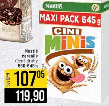 Nestlé cereálie různé druhy 550-645 g