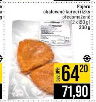 Pajero obalované kuřecí řízky předsmažené (2 x150 g) 300 g 