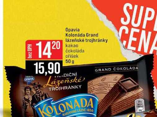 Opavia Kolonáda Grand lázeňské trojhránky kakao čokoláda orišek 50 g