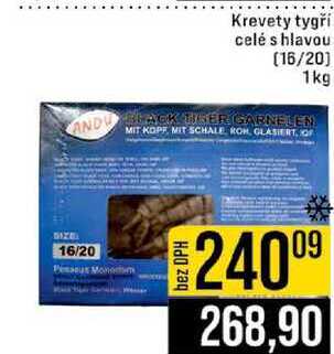 Krevety tygří celé s hlavou (16/20) 1kg 