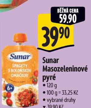  Sunar Masozeleninové pyré  120 g  